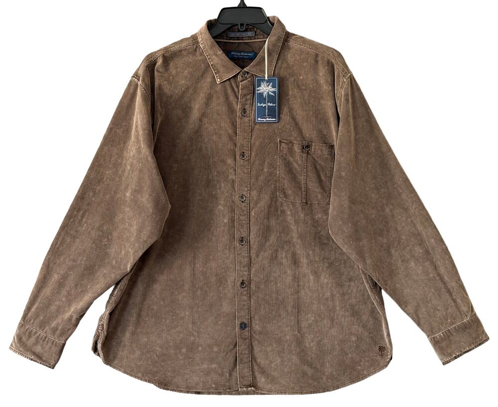 Tommy Bahama Corduroy Shirt Men's XXL Coastline Cord Sun Fade Brownstone NWT
